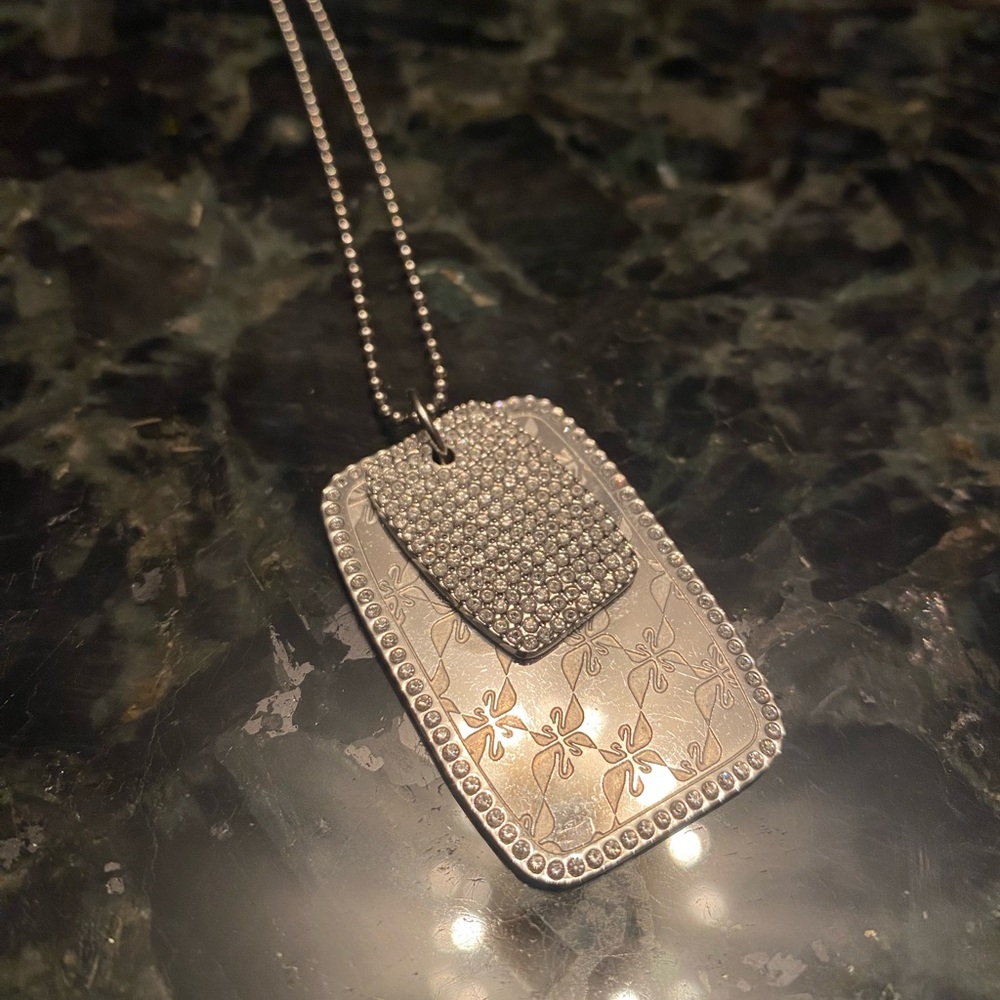 Two Sided Swarovski Dog Tag Neckless